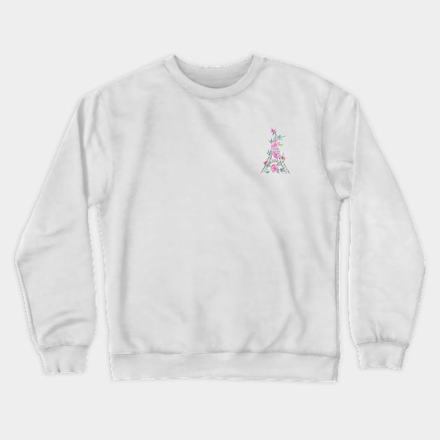 Eiffel Tower and peony Crewneck Sweatshirt by colorandcolor